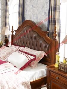 Cheap Leather Upholstery Headboard with Wooden Carving Frame in Bedroom Furniture sets for sale