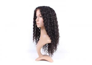 China Natural Black Brazilian Curly Swiss Full Lace Human Hair Wigs With Baby Hair on sale