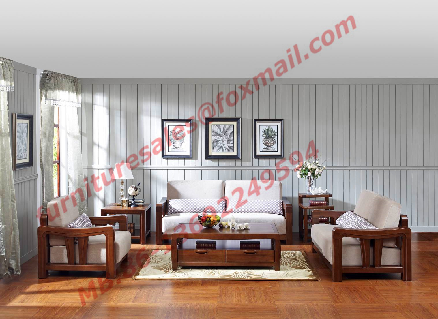 Cheap High Quality Solid Wooden Frame with Upholstery Sofa Set for sale