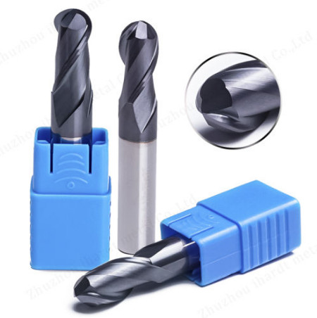 Cheap 2 Flute Solid Carbide Ball Nose End Mills HRC45 TiAIN Coating CNC for sale