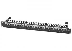 Cheap Cold Rolled Steel Cat6 Shielded Patch Panel , Screened 568A B 24 Way Patch Panel for sale