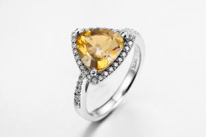 Cheap Unisex November Birthstone Engagement Ring 4.84g Yellow Citrine for sale