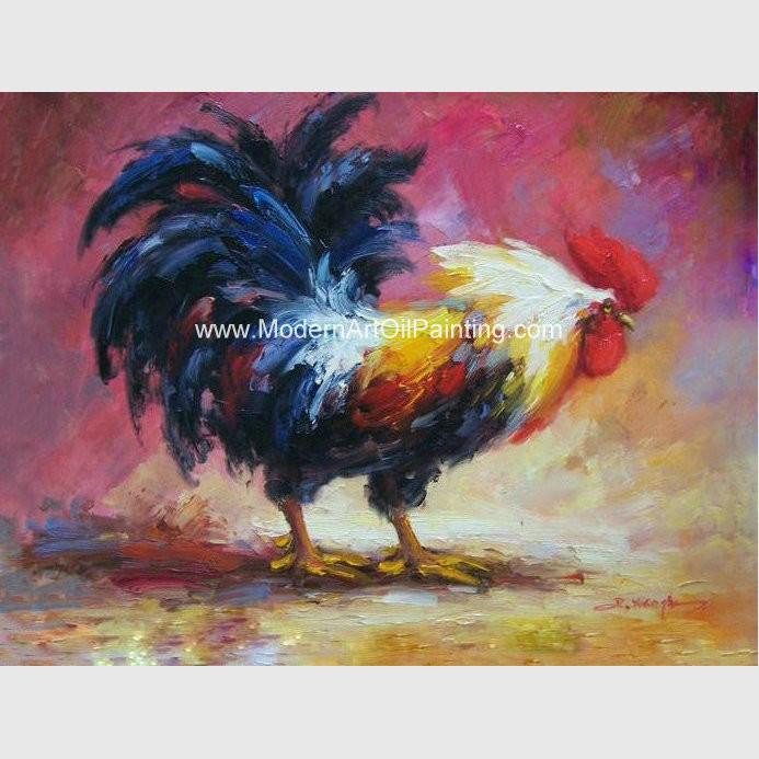 Cheap Acrylic Animal  Palette Knife Oil Painting Handmade Cock Thick Oil On Canvas for sale