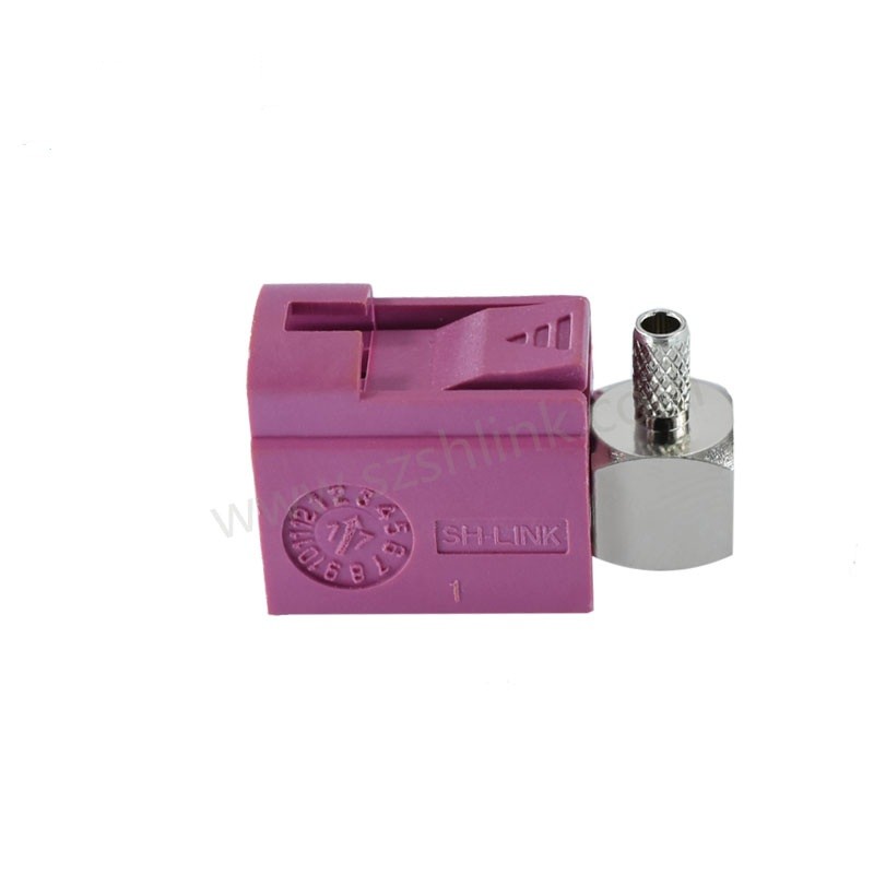 China n type rf connector fakra double fakra female connector fakra right angle connector 90 degree H Type Violet color on sale