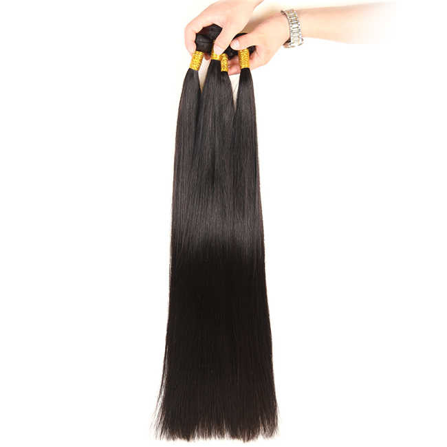 Cheap 32-40 Inch Virgin Brazilian Straight Hair Bundles No Tangle Natural Black Color for sale