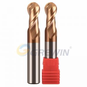 Cheap Hrc55 4f Tungsten Carbide Ball Nose End Mills Nano Copper Coated for sale