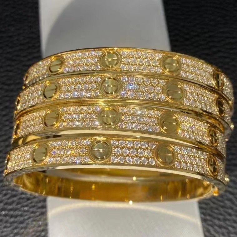 Cheap Full Diamond Love Bangle Classic Jewelry Love Bracelet Full Diamond-paved in 18K Pink Gold for sale