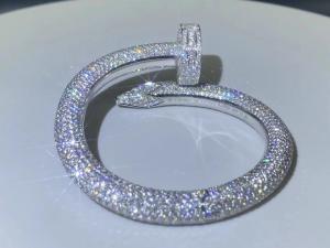 Cheap Fully Diamond Paved cartier juste un clou bracelet 18K White Gold Unisex for sale
