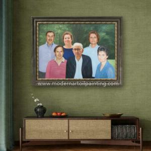 Cheap Family Custom Oil Painting Portraits ​For Side View Cabinet Decoration for sale