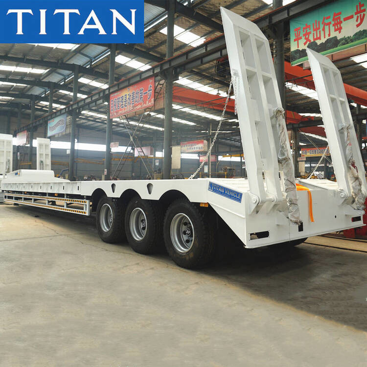 Cheap Tri Axle 80 Tons Machine Carriers Hydraulic Low Bed Trailer for sale