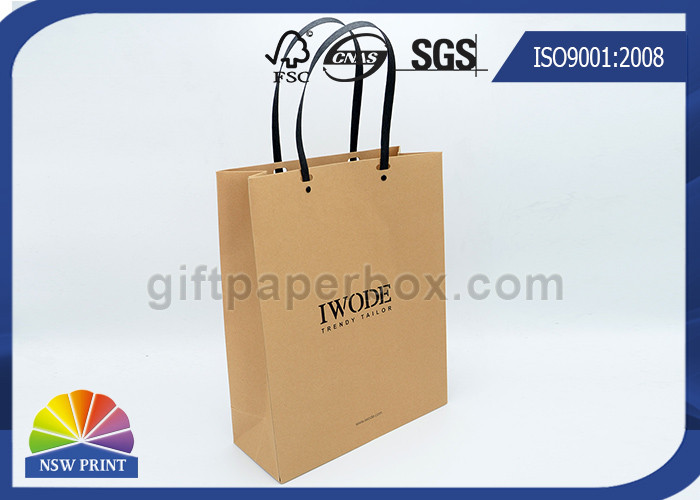 China Logo Printed Kraft Paper Bags Plastic Handles Brown Paper Shopping Bags FOR Garment on sale