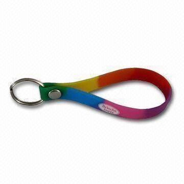 Cheap Silicone Keychain, Customized Logos Available with Fashionable Strap for sale