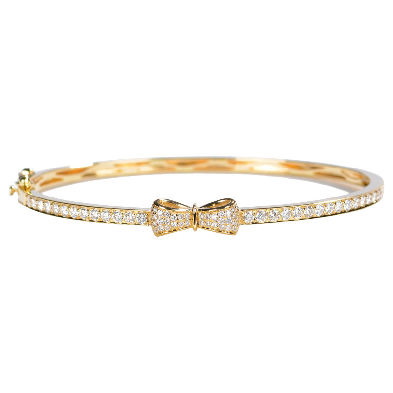 Cheap Senior Presence 18K Gold Diamond Bowknot Bangle 0.96ct Customized Design for sale