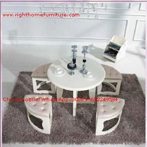Cheap White painting Circular Leisure time tea table and upholstery stool for sale