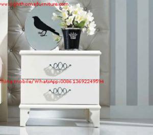 Cheap Ivory Classic Bed side table with wooden drawers for Nightstand design used by Hotel and Villa Furniture for sale