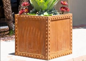 Cheap Commercial Corten Steel Planter Pots For Yard / Garden Corrosion Stability for sale