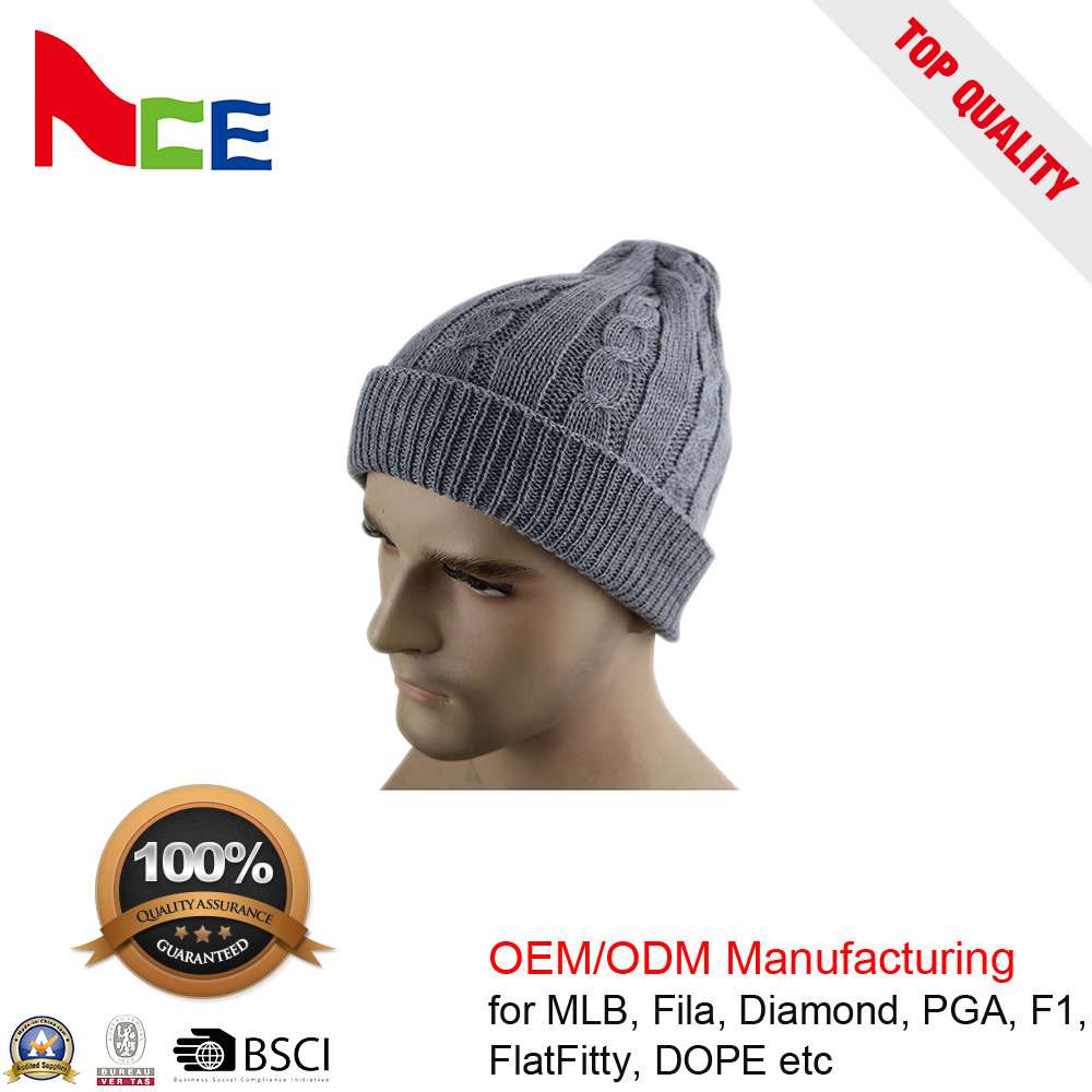 Cheap Unique Unisex Fitted Beanie Hats / Grey Mens Winter Beanie Hats 56-60CM for sale