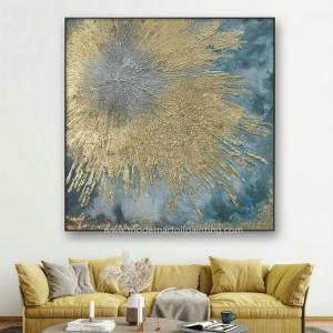 Cheap Handmade Gold Abstract Art Canvas Paintings For Christmas Wall Decorations 80 cm x 80 cm for sale
