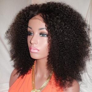 China Kinky Curly Human Natural Hair Silk Top Glueless Full Lace Human Hair Wig 24inch on sale