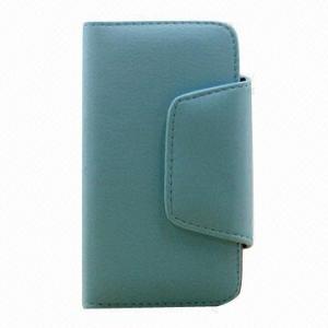 Cheap Litchi grain PU protective case or so turn support purse type holster for Samsung I9300, iPhone5 for sale