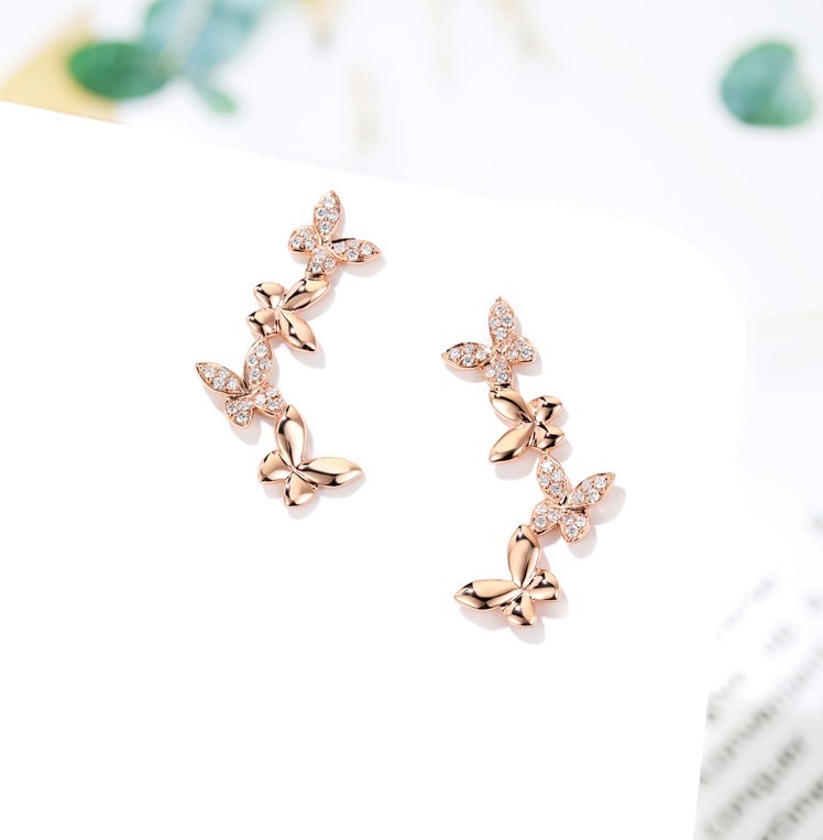Cheap Pandora Earrings Butterfly Earrings 18K Gold Diamond Earrings For Women for sale