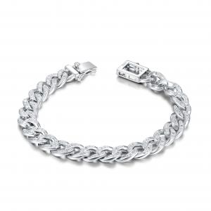 Cheap Luxury charm Cuban Link Bracelets 925 Silver CZ Bracelets For Men for sale