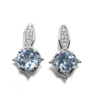 Cheap 4.1g Sterling Silver Aquamarine Drop Earrings Circle Sky Blue Topaz for sale