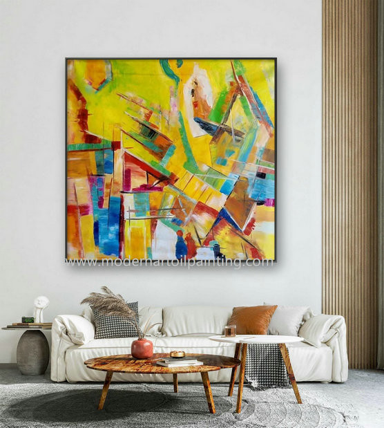 Cheap 5cm Modern Canvas Geometric Abstraction Paintings For Living Room Decoration for sale