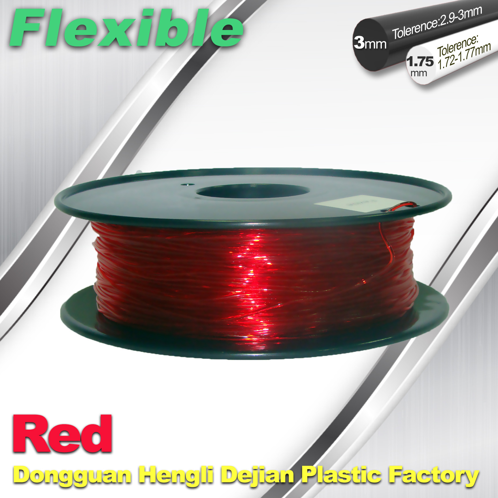 Cheap TPU Flexible 3d Printing Filament 1.75 / 3.0 mm  Red and Transparent for sale