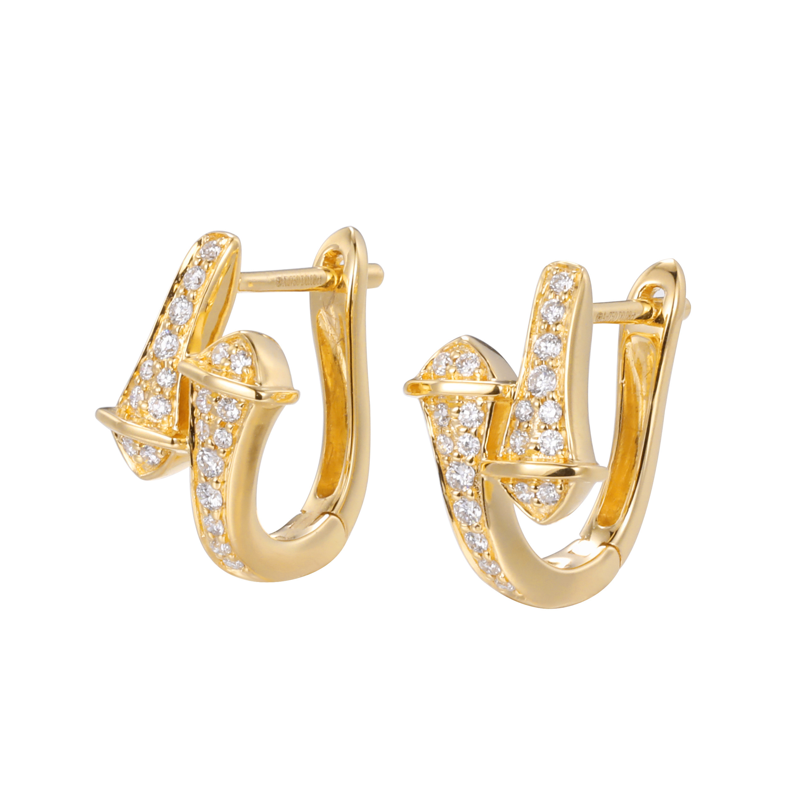 Cheap Meaningful Love 18K Gold Diamond Earrings 2.4g Three-Color Optional Souvenir for sale