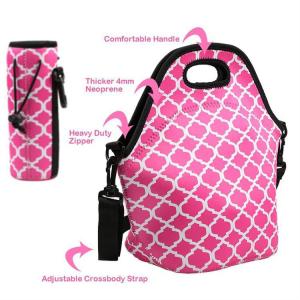 Cheap Cheap wholesale OEM customize size fashion neoprene insulated lunch bag with water bottle sleeve.Size:30cm*30cm*16cm for sale