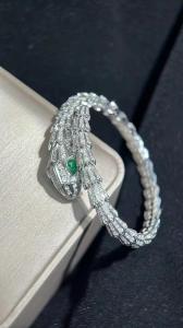 Cheap Custom Made Bulgari 18k White Gold Bracelet Pave Diamond Serpenti Bracelet for sale