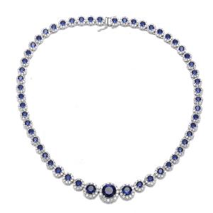 Cheap Blue Aquamarine Birthstone Necklace Cubic Zirconia 17 Inch for sale