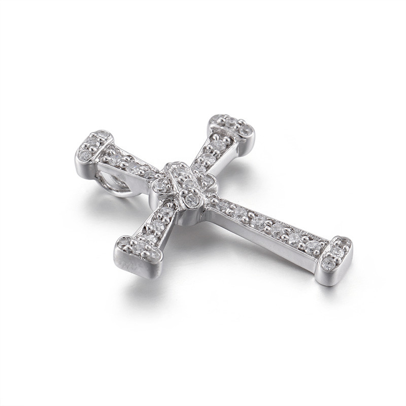 Cheap Anti-Allergic White Cross Pendant For Women Silver Plated 1.5mm for sale