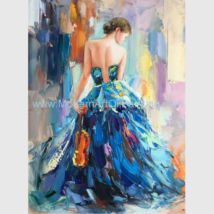 Cheap Palettle Knife Female Oil Painting Colorful Woman Abstract Canvas Art for sale