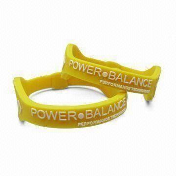 Cheap Silicone Energy Bracelets with Two Visible Holograms and Ion, Keeps Body's Health and Balance for sale