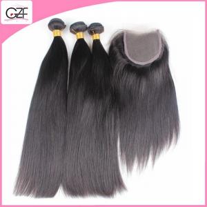 China Queen Beauty Remy Straight Hair Natural Brown 5a Virgin Hair Bundles with Lace Closure on sale