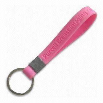Cheap Keychains,Silicone Key Ring in Wristband Design, Customized Designs/Colors are Accepted for sale