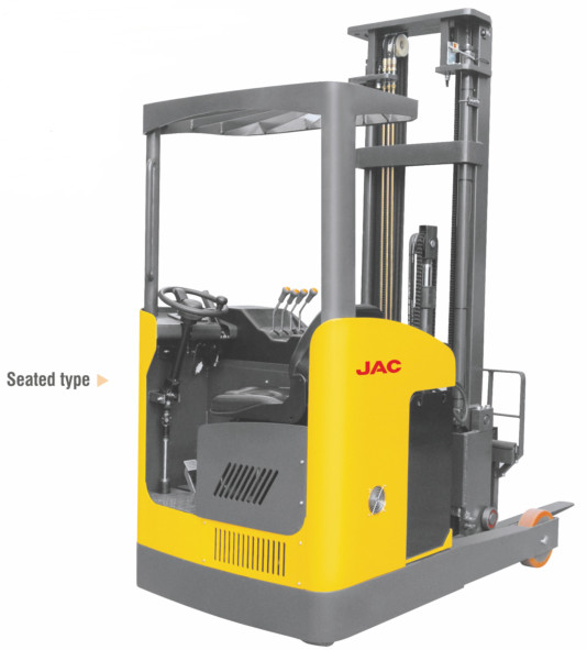 Seated Type 1 Ton Electric Reach Fork Truck Counterbalanced For Warehouses