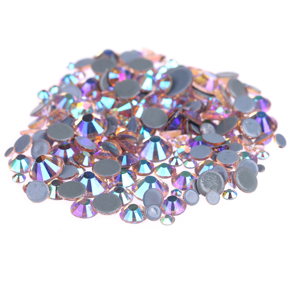 Cheap Custom Size Stick On Rhinestones  , Round Shape Glass Crystal Rhinestones for sale