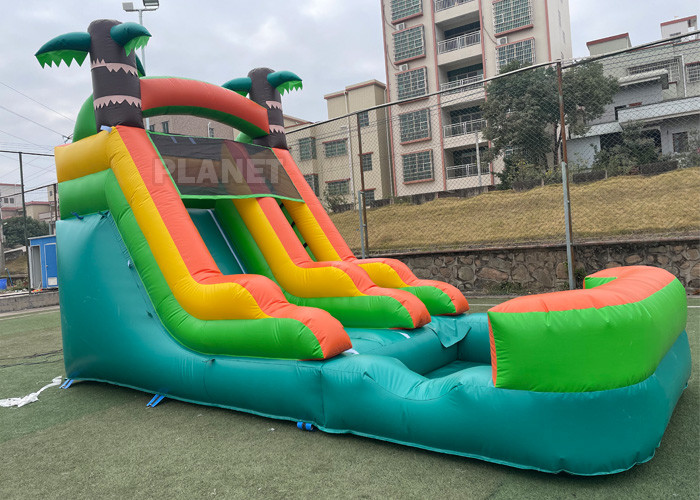 Cheap Anti UV Outdoor Adults Commercial Vinyl inflatable water slide rental backyard Tropical inflatable water slide for sale
