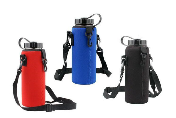 Cheap 1000ml Custom neoprene water bottle holder with adjustable shoulder strap.size is 22cm*8cm, SBR material. for sale