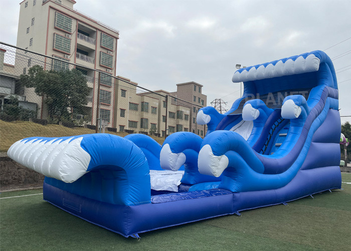 Cheap 0.55mm PVC Backyard 15ft Inflatable Water Slides With Pool for sale