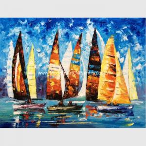 Cheap Abstract Sailing Ship Oil Painting by palette knife / Hand Painted Thick Oil Painting for sale