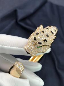 Cheap Diamond Emerald Onyx 18K Yellow Gold Bracelet Panthere De Cartier Bracelet for sale