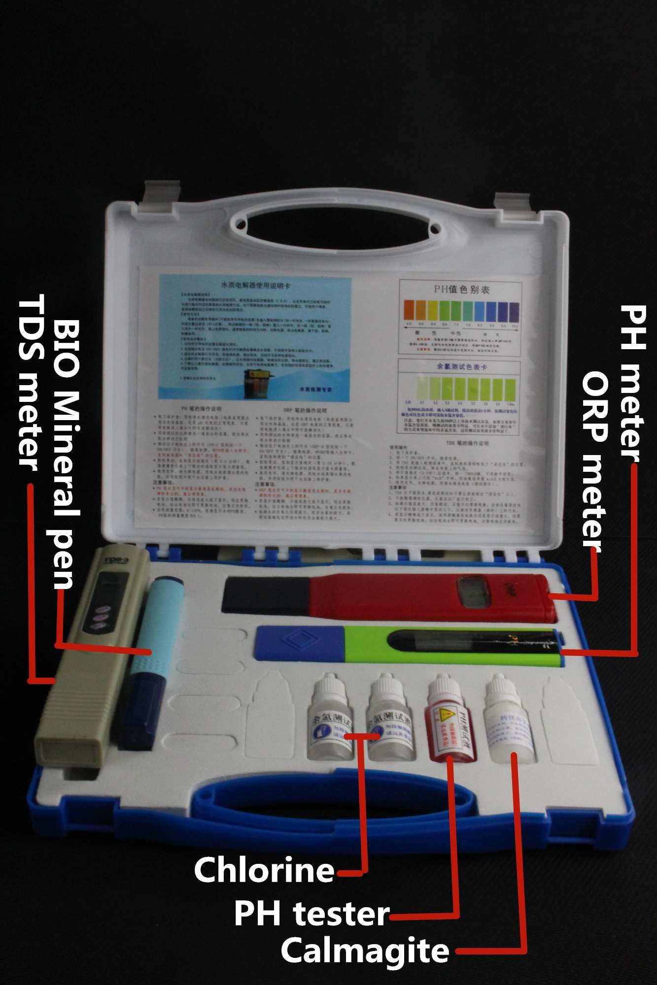 Cheap high quality TDS/PH/ORP meter water test kit for all water test ABS box for sale