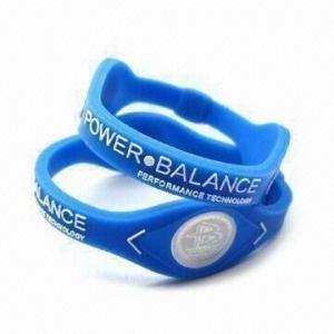 Cheap Silicone Bracelets with Two Visible Hologram Disks, Customized Colors and Designs are Accepted for sale