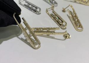 Cheap brand jewelry earrings L Dangling 18k White Gold Diamond  Earrings Custom Made Messika 18kt Rose Gold Boucles d’ for sale