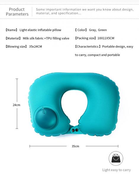 Portable Folding Inflatable Travel Pillow press Air Filled Inflatable Travel Neck U-Shaped Pillow for Adult