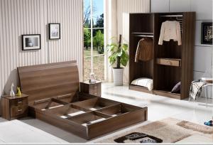 Cheap Cheap  style rent Apartment home furniture melamine plate bed 1.2m- 1.5m-1.8 m light walnut color for sale